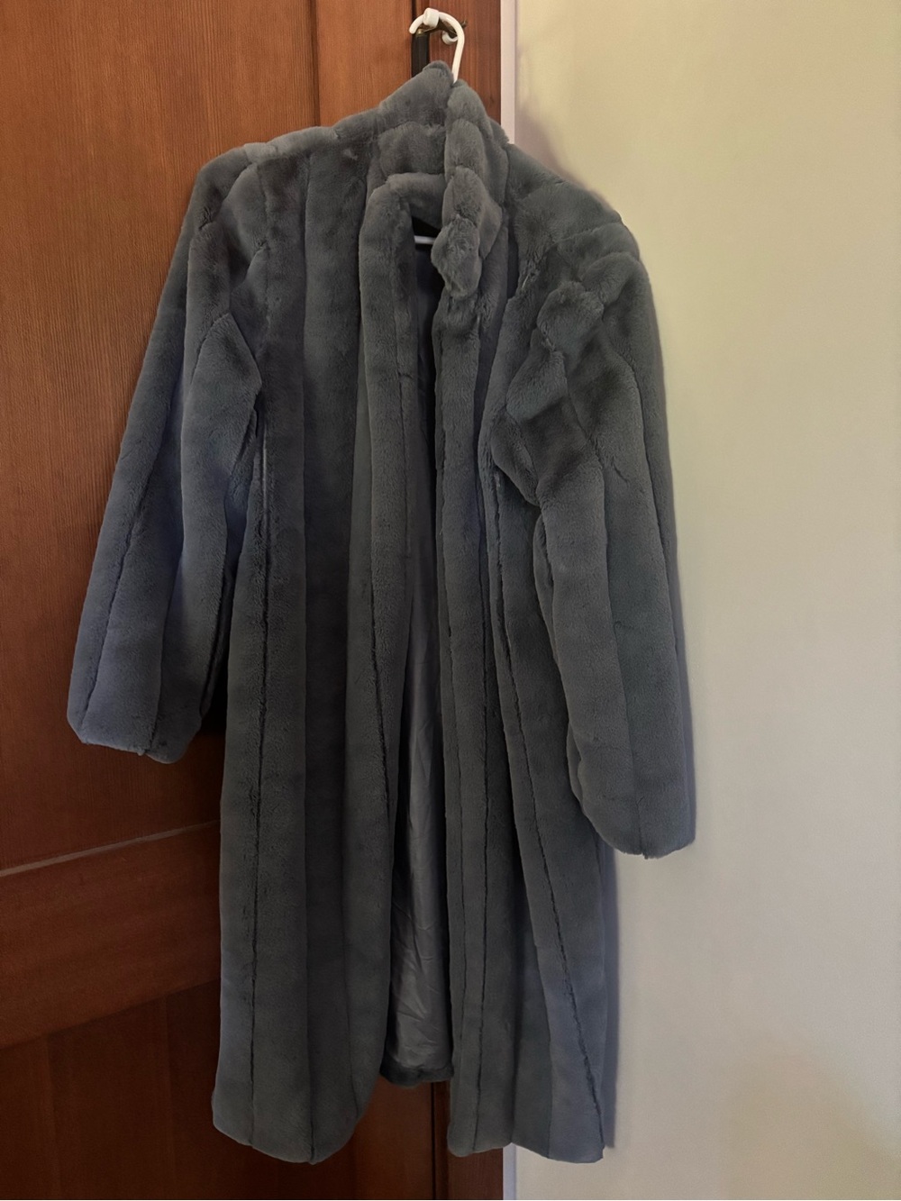 Lulu's Gray Faux Fur Long Coat